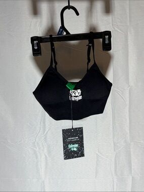 Civil Regime Black Star Wars Graphic Crop Bra